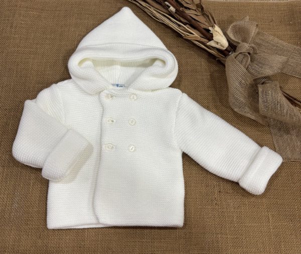 TRENKA DOBLE DE LANA BLANCA CON CAPUCHA 026VE-309
