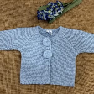 CHAQUETA LARGA LANA AZUL CON DOS POMPONES 026MA-250