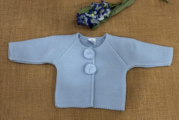 CHAQUETA LARGA LANA AZUL CON DOS POMPONES 026MA-250