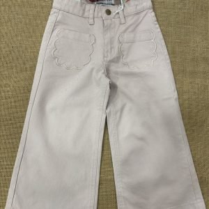 VAQUEROS ROSA EMPOLVADO ELASTICO CON CAMPANA CON BOLSILLOS REMATADOS EN ONDAS Z61