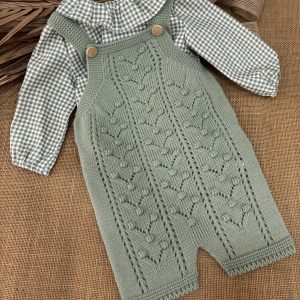 CONJUNTO PETO LANA VERDE CON CAMISA VICHY 3000