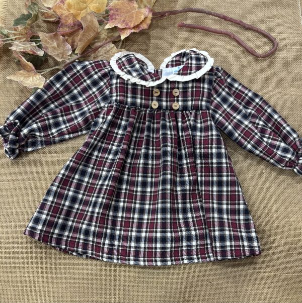 VESTIDO CUADROS ESCOCESES GRANATES Y CRUDO 026CB-643